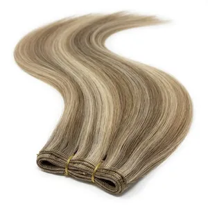 Extensiones de Cabello Humano 100% Remy, Trama Recta, Color Rubio Ceniza Degradado, Textura Ondulada Natural, Personalizables - Product Image 5