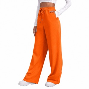 Servicio Profesional OEM ODM, Pantalones Deportivos de Pierna Recta, Color Sólido, para Mujer, Estilo Retro, Holgados, Casuales - Product Image 2