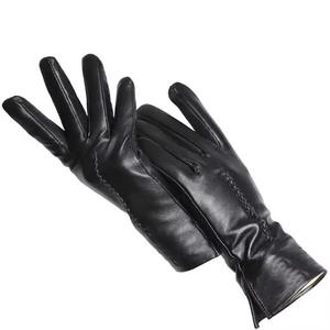 Gants de moto en cuir unisexe à écran tactile, longueur poignet, qualité supérieure, doublure respirante en cachemire, vente en gros - Product Image 2