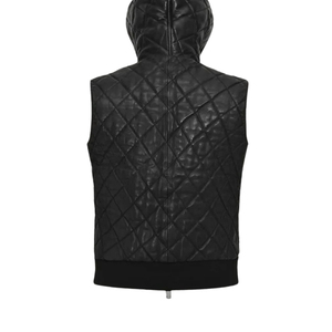 Chaleco acolchado negro con capucha para hombre, sin mangas, con cremallera, para invierno, informal. - Product Image 4