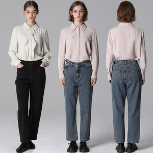 ชุด2ชิ้นสำหรับผู้หญิงกางเกงยีนส์ผ้าฟลีซทรงหลวมฉลากช้อปปิ้งทีวีเกาหลี - Product Image 1