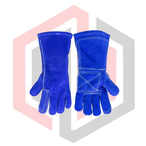 Gants de soudage bleus en cuir tressé, robustes, durables, en cuir de vachette, résistants aux déchirures, pour la lutte contre les incendies, antistatiques, 11 oz - Product Image 5