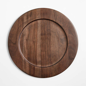 Plato base redondo de madera natural con acabado marrón, vajilla y platos para el hogar, bodas, hoteles y eventos. - Product Image 4