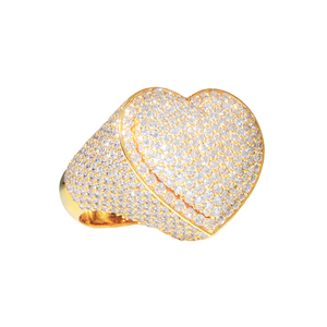 Anillo de Corazón con Diamantes Moissanite Estilo Hip Hop para Mujer, Precio de Fábrica al por Mayor, Oro de 14k, Anillo con Incrustaciones de Diamantes, Perfecto para Regalo de San Valentín - Product Image 1