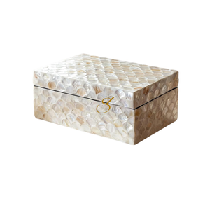 Handmade Mother of Pearl Jewelry Box with Lid Rectangular Wooden Nacre Storage <b>Case</b> for <b>Earrings</b> Bangles Watches - Product Image 3