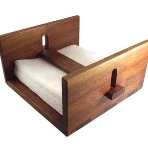Solid Wood Flat Napkin Holder with Weighted Bar Tabletop Paper Napkin <b>Caddy</b> Dispenser for Kitchen, Dining & Outdoor Patio - Product Image 1