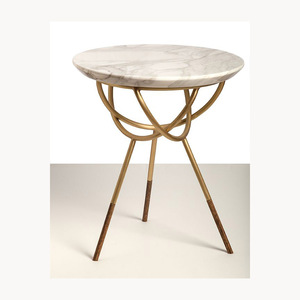 Mesa de centro redonda moderna con superficie de mármol y estructura de metal para sala de estar, dormitorio, mesa auxiliar decorativa - Product Image 6