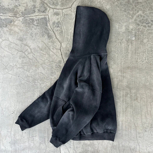 Sudadera con capucha para hombre de la mejor calidad, con cremallera completa, efecto desgastado por el sol, corte holgado, personalizada, transpirable, con estampado, tipo jersey - Product Image 2