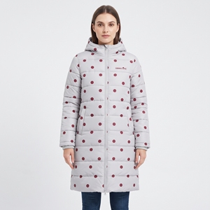 <b>Women's</b> <b>Belted</b> Dot Pattern Puffer Jacket Hooded Long Quilted Winter <b>Coat</b> Sublimation Hot Padded Outdoor Fashion Casual Outerwear - Product Image 5