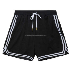 Custom Black <b>White</b> Stripe Double Mesh Basketball <b>Shorts</b> No logo Elastic Waist Drawstring <b>Men</b> Gym Running <b>Shorts</b> - Product Image 1