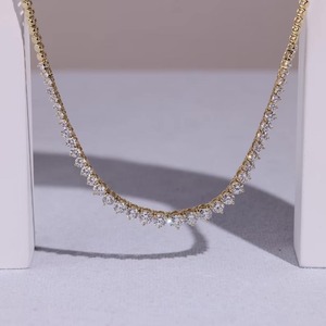 Women's 18K Gold Filled Moissanite <b>Tennis</b> <b>Necklace</b> Round Brilliant Cut Prong Setting Classic Box Chain Everyday Wear <b>Necklace</b> - Product Image 1