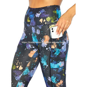Leggings de compression personnalisés pour femmes, couleur personnalisée, sublimation, longueur cheville, 100% polyester, séchage rapide, pantalon de fitness, service OEM - Product Image 6