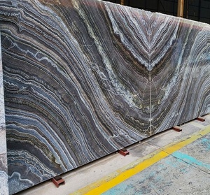 แผ่นหินอ่อนสีเทาคลื่นหรูหราหนังสือหินธรรมชาติจับคู่หินอ่อนสีเทากับหลอดเลือดดำหนาหินอ่อนสีเทาขัดสำหรับผนัง - Product Image 4