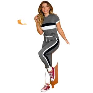 Ensemble de costumes de sport élastiques à la mode pour femmes 2026 grande taille Twinset Survêtements par WS International Vêtements de fitness pour femmes - Product Image 1