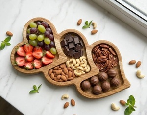 Heart Shaped Oak Commercial Grade Eco-Friendly Rustic Wooden <b>Snack</b> <b>Tray</b> Charcuterie Board Serving Platter Catering Utility <b>Tray</b> - Product Image 2