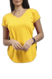 Womens Plain Turn Up Sleeve Curved Hem Ladies Casual Baggy Regular T Shirt <b>Top</b> wholesale printed logo women tshirts - Product Image 2