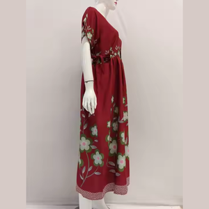 ชุดเดรสลำลองสไตล์เรียบง่ายสำหรับฤดูร้อนพร้อมแขนเสื้อลายดอกไม้สวมใส่สบายสำหรับทุกๆวัน - Product Image 6