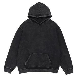 เสื้อฮู้ดดี้สตรีทแวร์สไตล์วินเทจ ลวดลายทำสีซีดแบบย้อนยุค ปักโลโก้ตามสั่ง ปักลายปะติดแบบพิเศษสำหรับผู้ชาย - Product Image 1