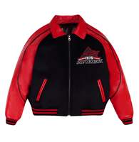 Veste varsity noire et rouge pour homme Avirex, logo brodé en cuir, fermeture éclair sur le devant, vêtement décontracté d'automne, imperméable et coupe-vent