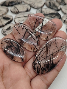 Natural Black Rutile Loose Cabochon Healing <b>Crystal</b> Quartz With Different Shapes Loose Gemstone Chakra Spiritual Reiki <b>Raw</b> - Product Image 3