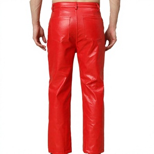 ELYSIAN INDUSTRIES <b>Men</b> <b>Leather</b> <b>Pants</b> Casual Straight Fit Mid Waist Eco-friendly Midweight Winter Zipper Fly Wholesale - Product Image 6