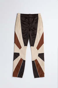 Pantalon multi-panneaux OEM pour homme, coupe-vent marron contrastant en polyester, style streetwear – Fournisseur de pantalons pour homme - Product Image 3