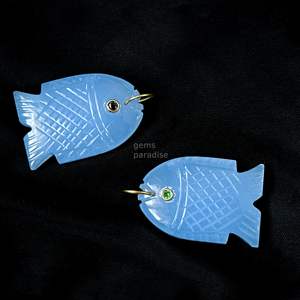 จี้ปลาแคลซิโดนีสีน้ำเงิน AAA เงินแท้ 925 สร้อยคอพลอยทำมือ แกะสลักด้วยมือ คริสตัลบำบัด เครื่องประดับแฟชั่นสุดหรู - Product Image 5