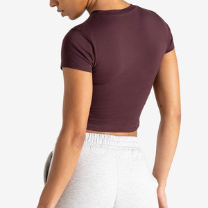 Camiseta Deportiva de Moda para Mujer, Diseño New Crop, Corte Ajustado, Alta Elasticidad, Ropa Deportiva, Camisetas de Compresión - Product Image 2
