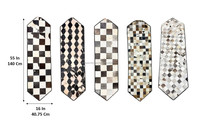 Chemin de table en cuir de vachette patchwork à carreaux, design tendance, avec cuir véritable, décoration style ferme pour tables à manger et consoles