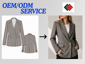 Wholesale <b>Clothes</b> Women's Single Button Notched Collar Full Sleeve Breathable Wool Polyester Woven Anti-Wrinkle Blazer - Product Image 6