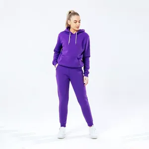 Women Solid Color Hooded <b>Tracksuit</b> Set Full Sleeve Crop Top With Drawstring Pants Casual Autumn Wear - Product Image 1