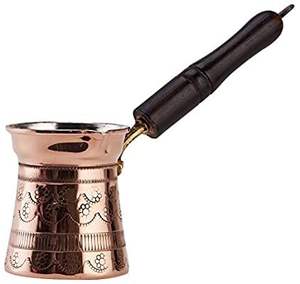 Cezve en cuivre martelé à la main avec poignée et cuillère en bois – Cafetière traditionnelle turque, arabe et grecque pour hôtel et maison - Product Image 1