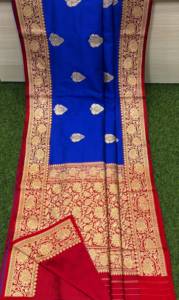 Saris en soie brodée Banarasi faits à la main, tenues de mariage indiennes traditionnelles, vente en gros, design ethnique, longueur au sol, élégants - Product Image 3