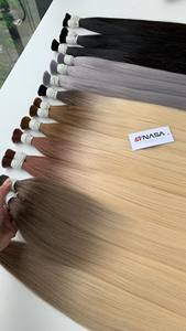 Precio al por mayor Extensiones de cabello a granel Fuerte y sin enredos Doble ahogamiento 100 gramos Colores claros 18 pulgadas - Product Image 3