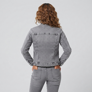 Fashion Style Button Up Stand Collar Denim Jackets Ladies High Quality Long Sleeve Denim Jacket Women Outwear Denim Jackets - Product Image 3