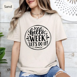 เสื้อยืดลำลองผู้หญิง คอตตอน/โพลีเอสเตอร์ คอกลม แขนสั้น ทรงปกติ พิมพ์ลายกราฟิกแฟชั่น Hello Week Let's Do It - Product Image 6