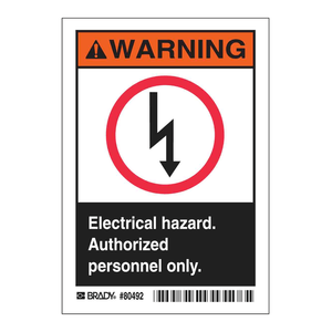 Panneau d'avertissement de danger électrique Brady en PVC - Personnel autorisé uniquement - Pour les zones de laboratoire et électriques - Product Image 3