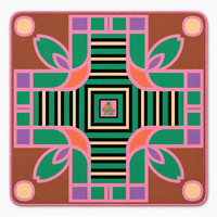 Tapis de Mahjong Pliable Personnalisable en Néoprène Antidérapant 33x33 Pouces, Style Géométrique Rétro Moderne de Luxe, Écologique et Portable