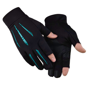 Gants en nylon doux pour la peau pour adultes, mitaines à deux doigts exposés de couleur unie, gants de sport d'extérieur pour adolescents, gants à doigts complets compatibles avec les écrans tactiles - Product Image 6