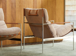 Fauteuil de salon moderne rembourré avec structure métallique, dossier solide, siège de détente, mobilier de maison, design mi-siècle - Product Image 5