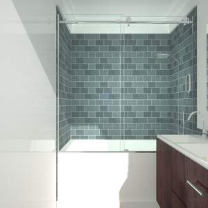 Porte de baignoire coulissante sans cadre de 58 à 60 po x 60 po h Porte de douche certifiée en verre trempé transparent de 1/4 po finition chromée - Product Image 5