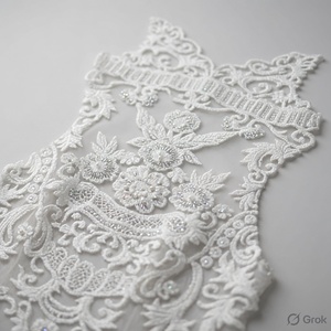 Voile de mariée AZIZA FASHION DREAM vintage blanc en dentelle royale durable, avec panneaux avant et arrière brodés - Product Image 2