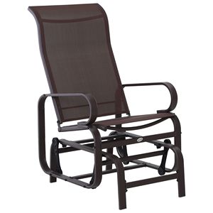 Sedia a dondolo leggera marrone con braccioli scorrevoli per patio esterno e giardino, ideale per il relax - Product Image 1