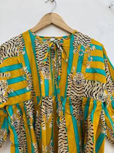 Trendy <b>Women</b>’s Cotton Block Print Mini <b>Dress</b> with Ethnic Charm - Product Image 2