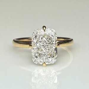 Anillo de Diamante Solitario de 2.00 Quilates, Corte Radiante, Claridad VVS2, Color E, Diamante Sintético, Oro de 14K, Estilo Clásico, Anillo de Compromiso, Certificado IGI - Product Image 1