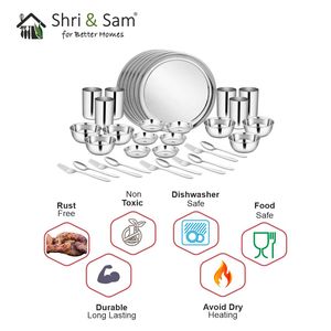 Stainless Steel 36 PCS Dinner Set for 6 People Shagun Premium <b>Dinnerware</b> Sets - Product Image 4