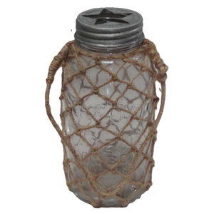 Bougeoir à photophore en verre écologique avec poignée en jute pour décoration festive-pour les mariages d'anniversaire et les fêtes de Diwali - Product Image 1