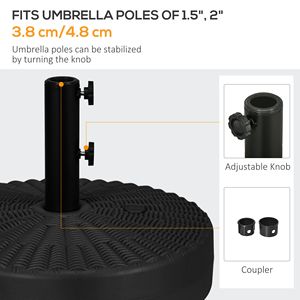 Base per Ombrellone da Giardino Nera per Pali da 1,5 o 2 Pollici, Supporto Rotondo Riempibile per Cortile - Product Image 4