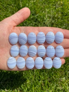 Pendentif en agate bleue naturelle de haute qualité, fait main, cabochon, pierre précieuse polie, lot de pierres précieuses en vrac ! - Product Image 2