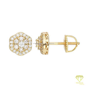 Boucles d'oreilles clous en argent sterling 925 avec diamants de laboratoire en forme de grappe florale, bijoux de luxe élégants en gros - Product Image 5
